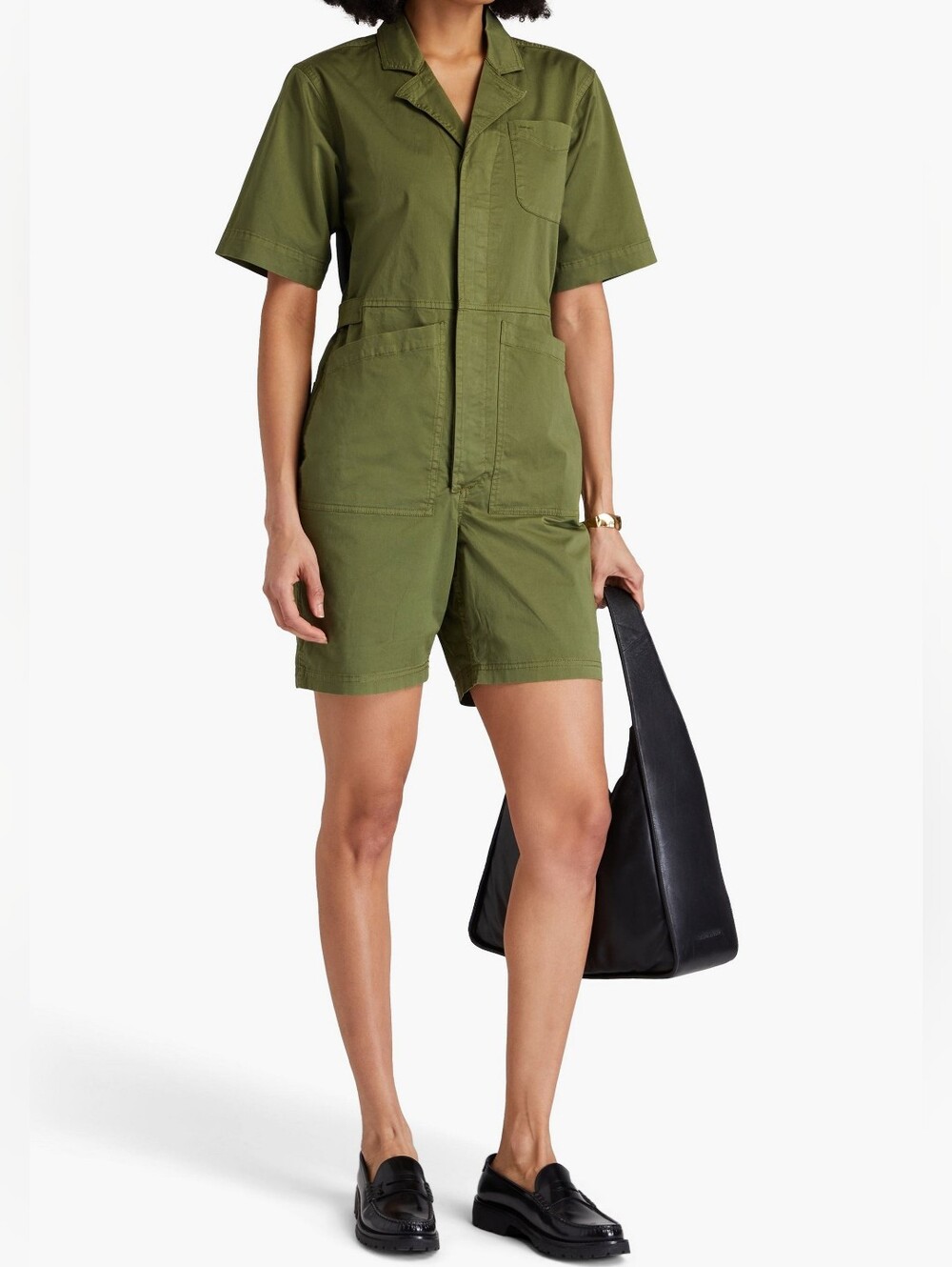 Alex Mill
Cotton Poplin Utility Playsuit Women's M Olive Green Jumpsuit Romper